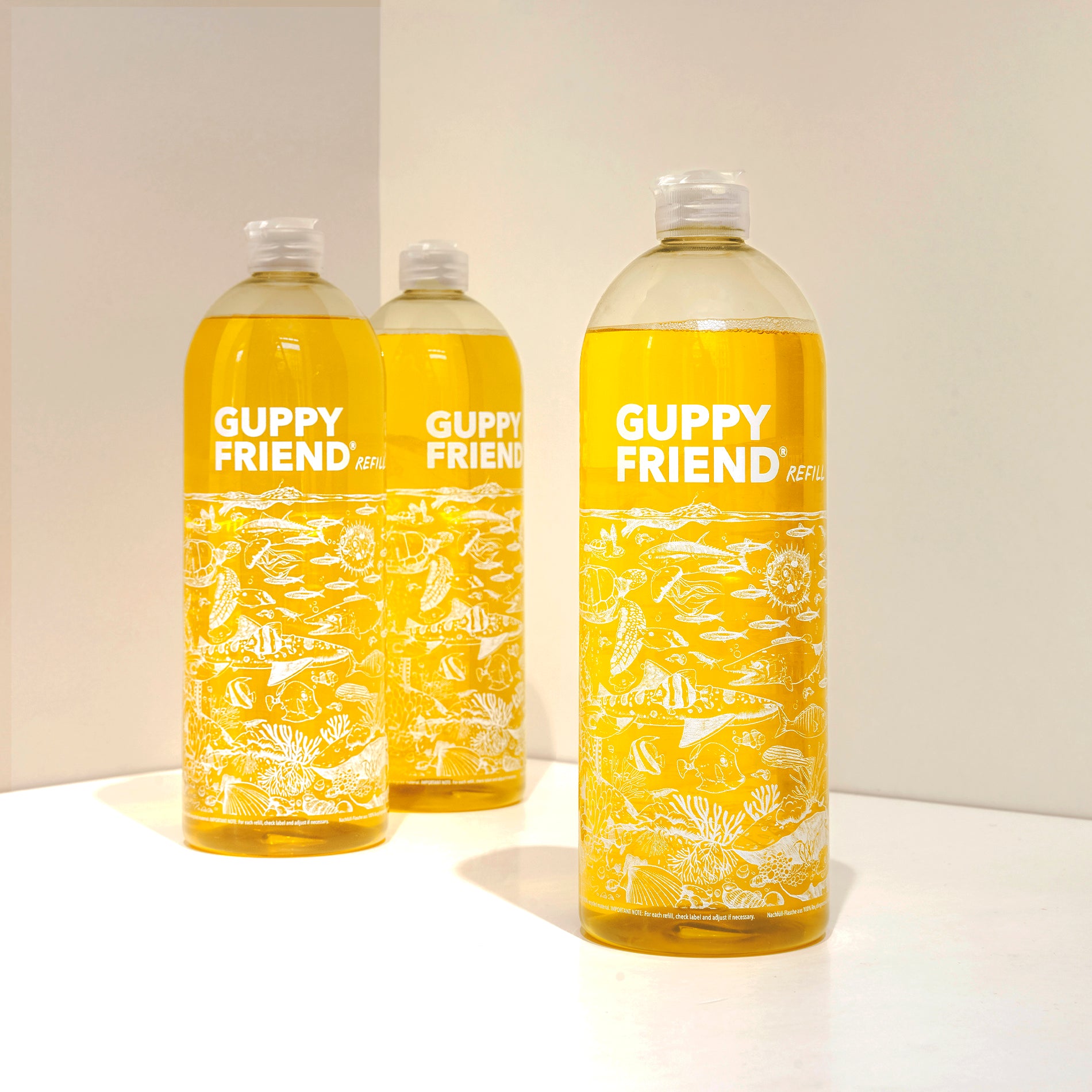 Dosering af Guppyfriend vaskemiddel uden mikroplast i vaskemaskine