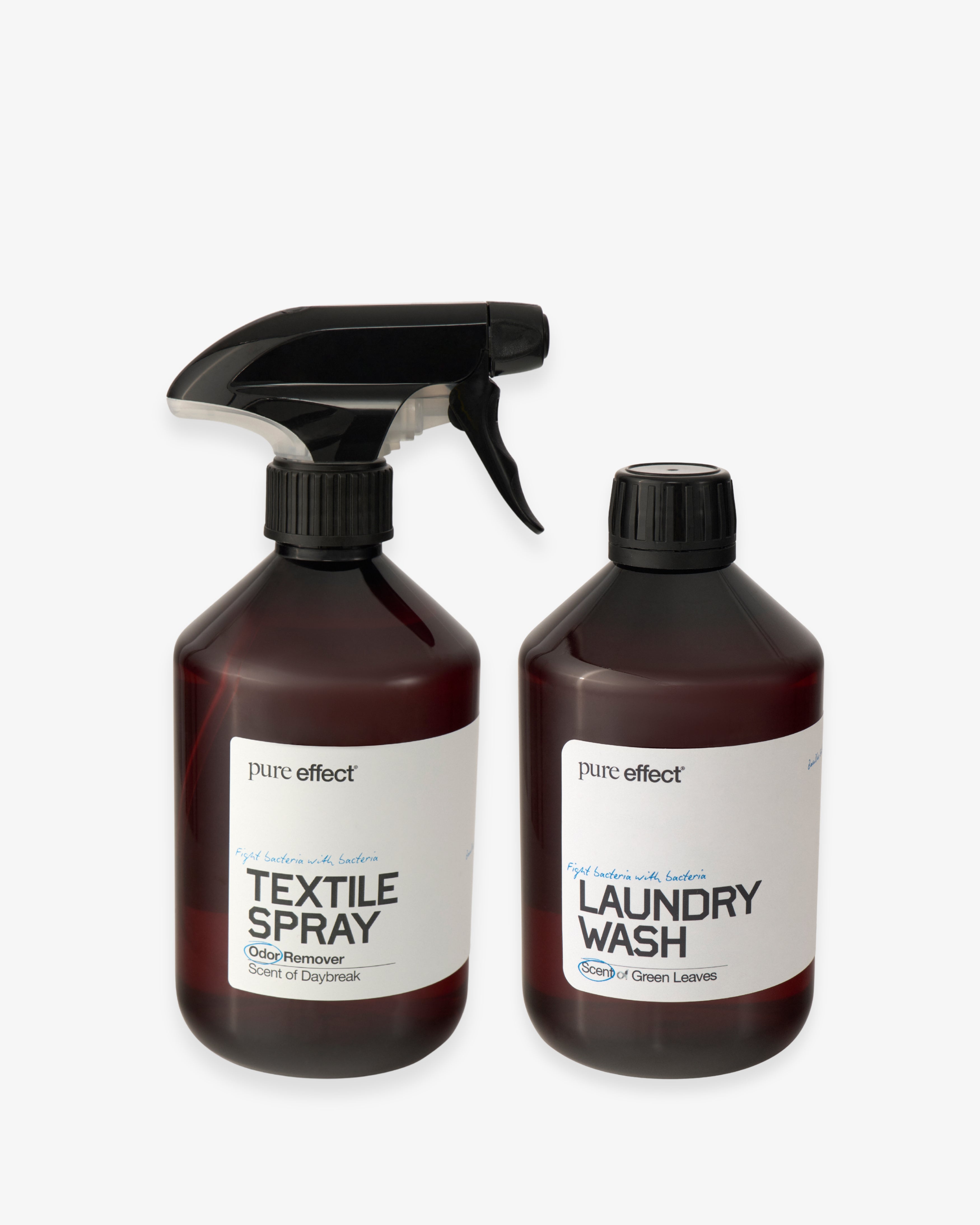 Pure Effect bundle med vaskemiddel Green Leaves 500 ml og tekstilspray Daybreak 500 ml